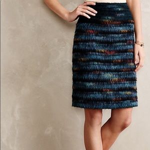 Anthropologie Maeve Feathered Wool Pencil Skirt